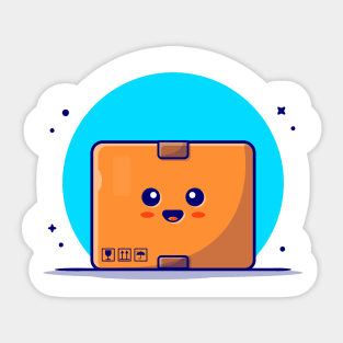 Cute Package Box Cartoon Vector Icon Illustration Sticker